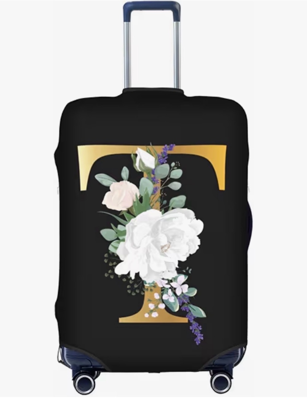 NWT Monogram T Floral Luggage Cover in Black and Gold